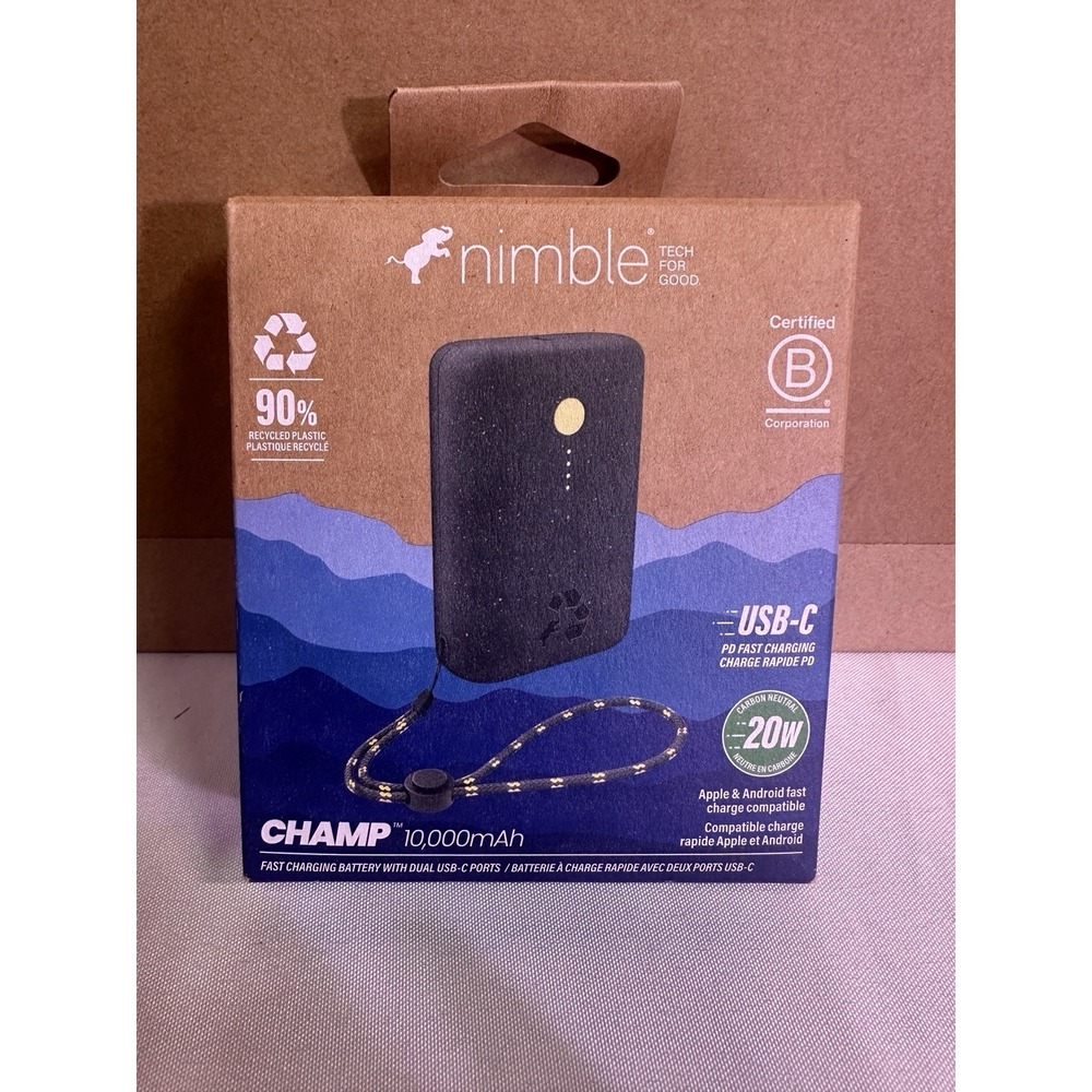 Nimble Champ 10,000mAh 18W PD FAST Portable Charger Power Bank - Charcoal